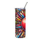 Colorful Apple & School Supplies for Teachers 20oz Stainless Steel Tumbler