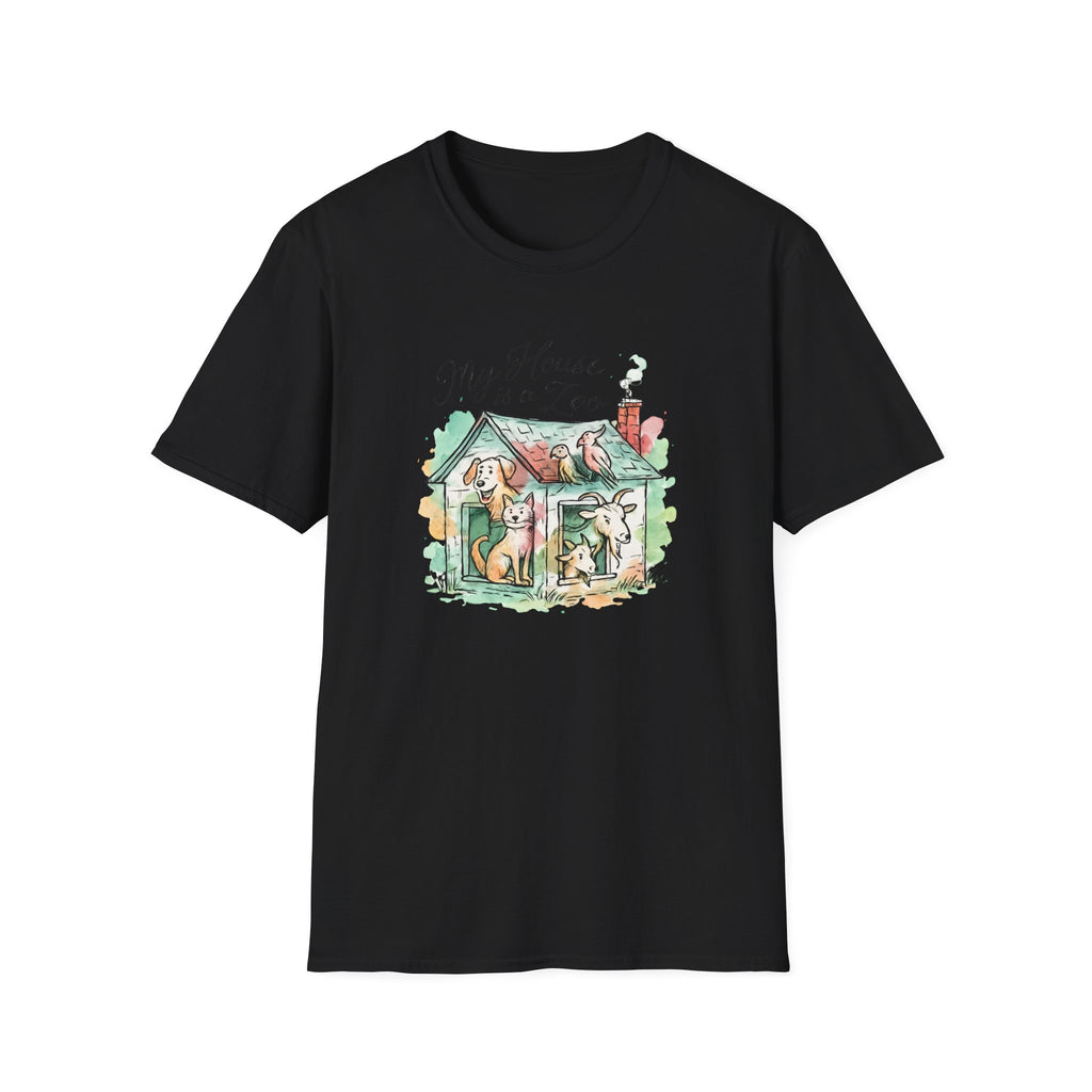 Dog House Watercolor T-Shirt — "My House is a Zoo" Cute Pet Lover Tee