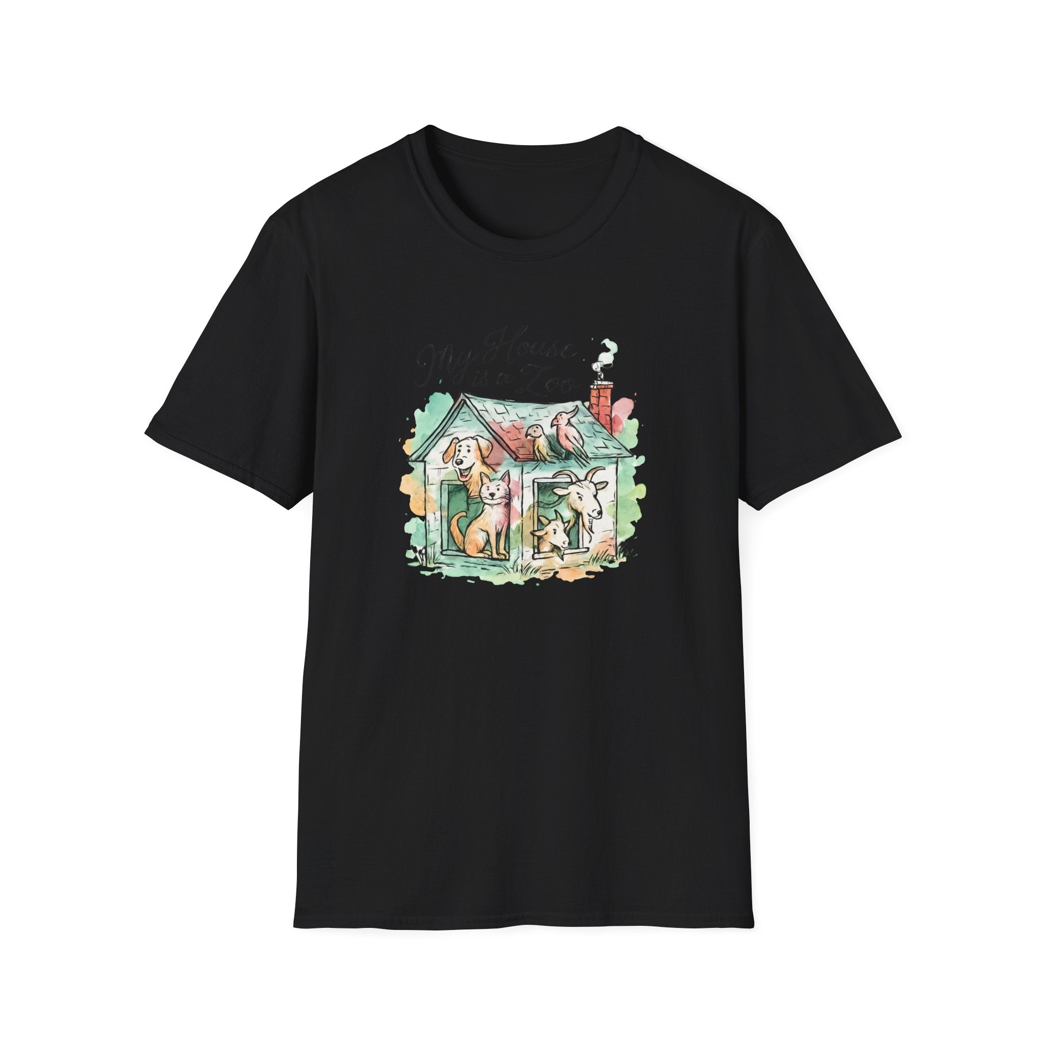 Dog House Watercolor T-Shirt — "My House is a Zoo" Cute Pet Lover Tee