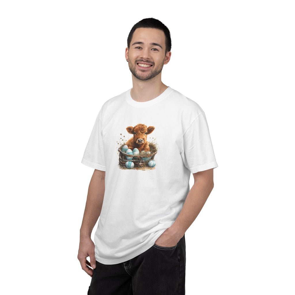 Easter Highland Cow Calf in Basket T-Shirt