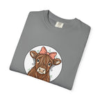 Highland Cow Tee — Cute Cow with Pink Bow Graphic T-Shirt