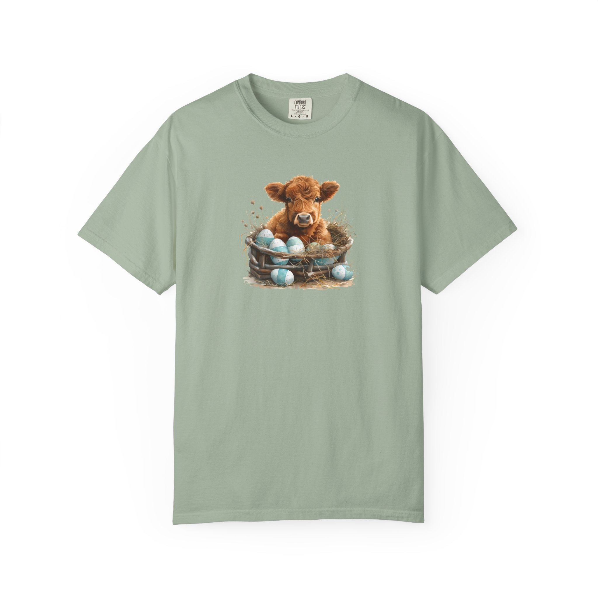 Easter Highland Cow Calf in Basket T-Shirt