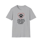 Dog Lover T-Shirt — “The Best Things in Life Are Furry” Paw Heart Tee