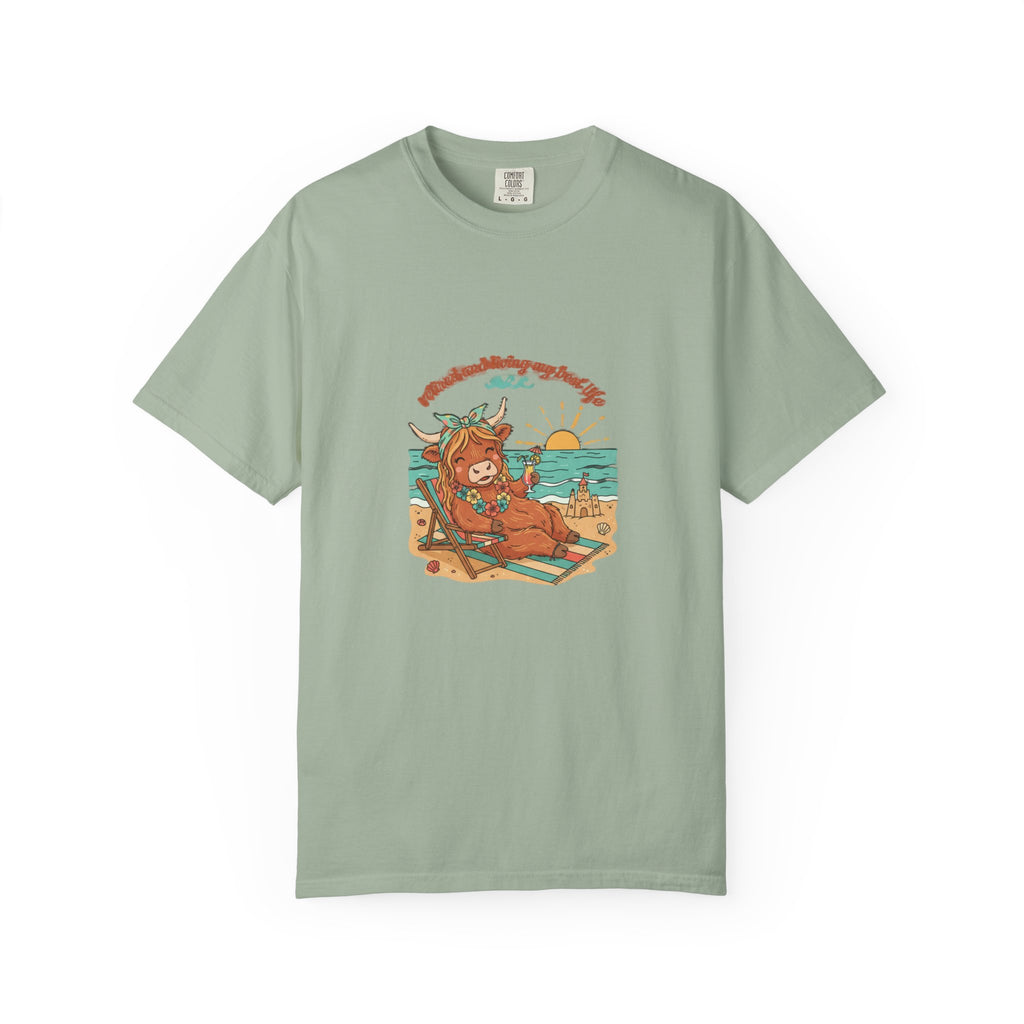 Retired Highland Cow at the Beach T-shirt