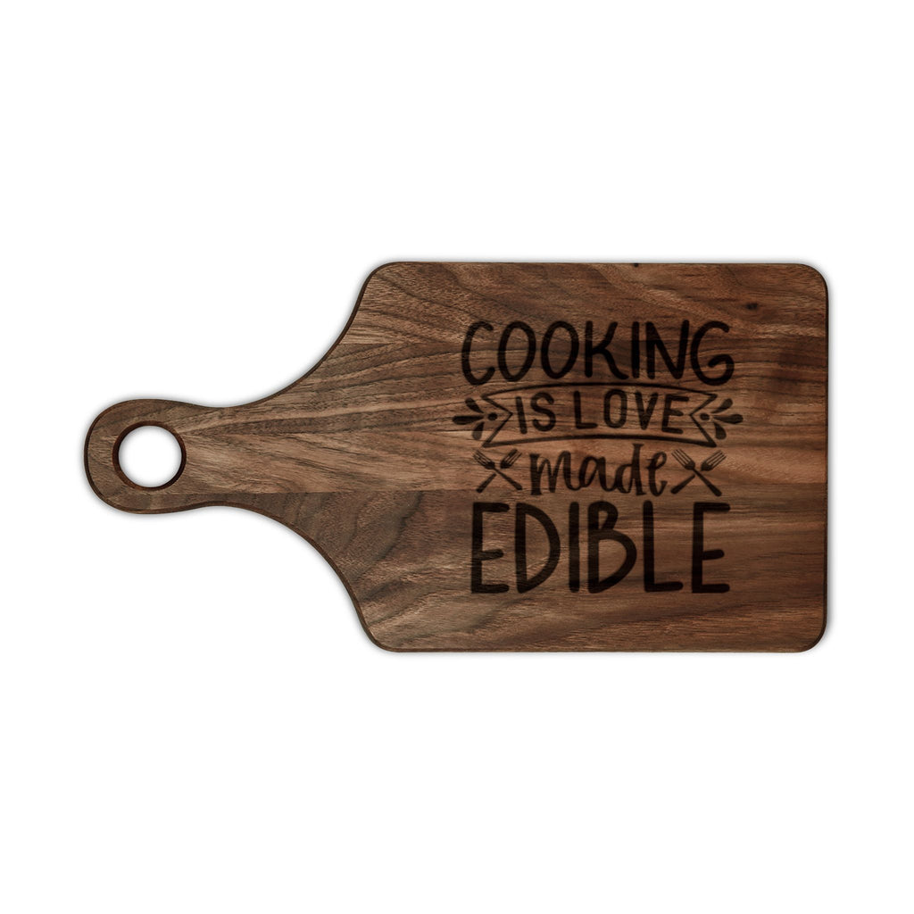Engraved Wooden Cutting Board – "Cooking Is Love Made Edible"