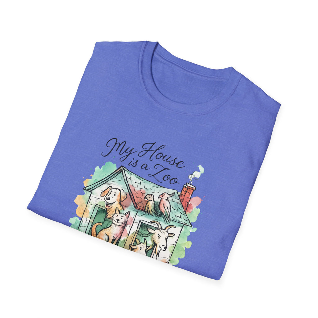 Dog House Watercolor T-Shirt — "My House is a Zoo" Cute Pet Lover Tee