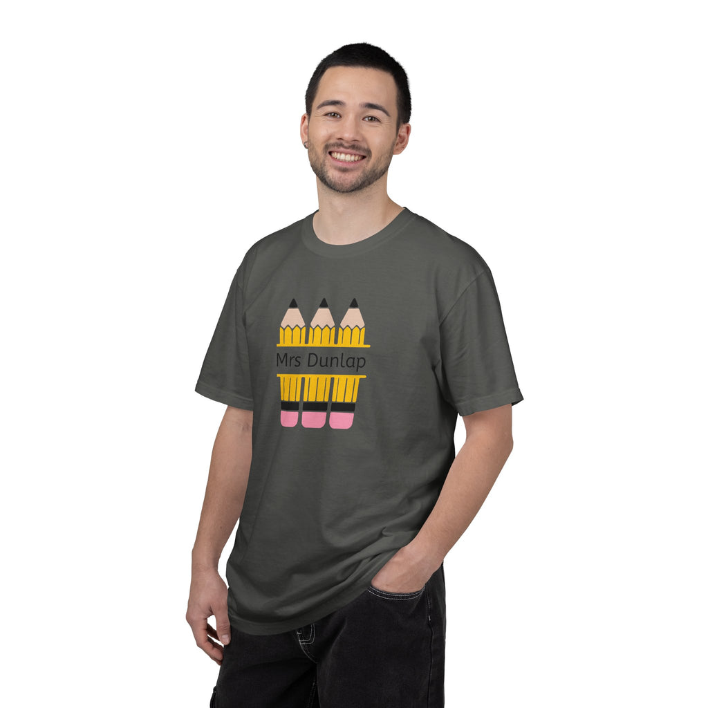 Personalized Teacher T-Shirt – 'Mrs Dunlap' Pencil Design