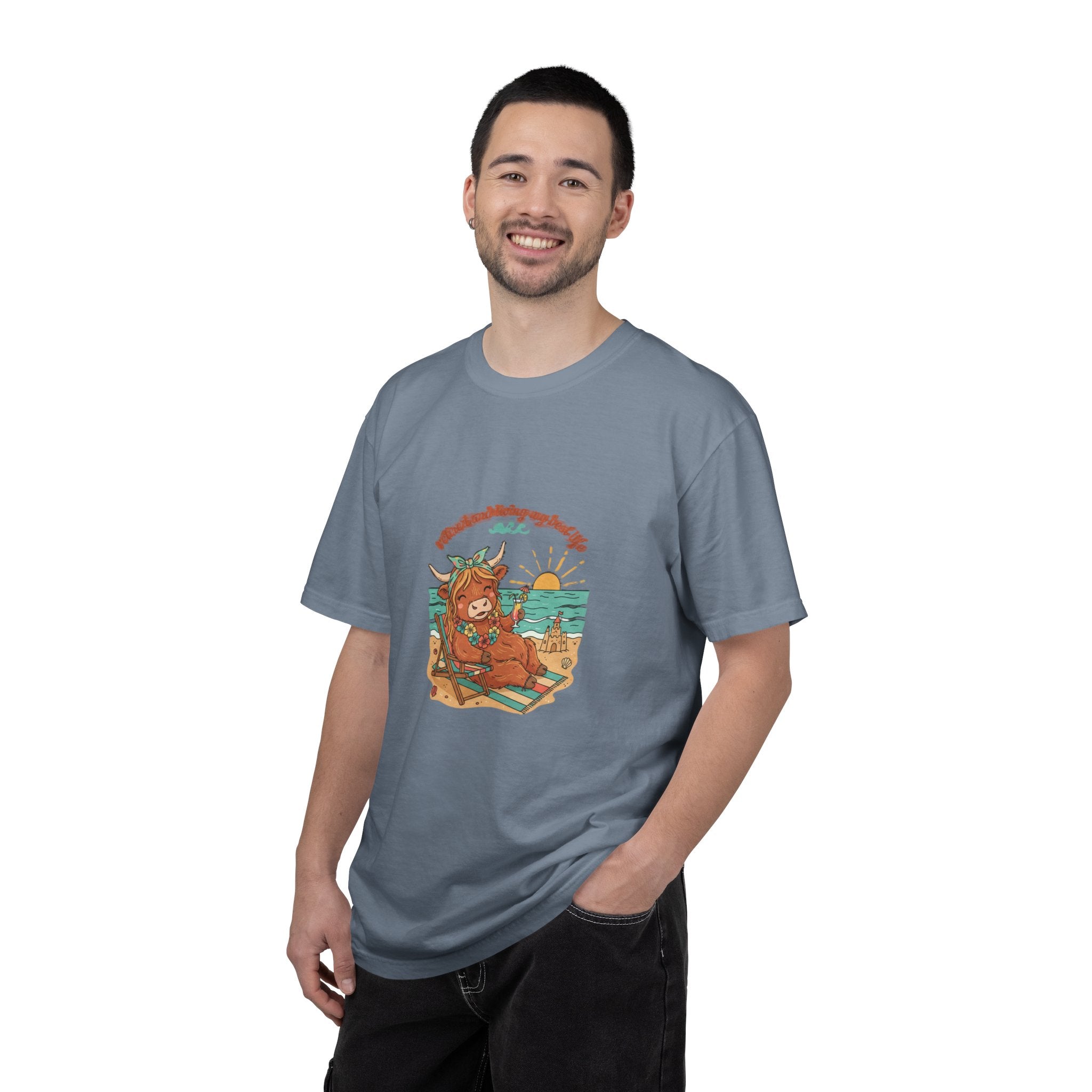 Retired Highland Cow at the Beach T-shirt