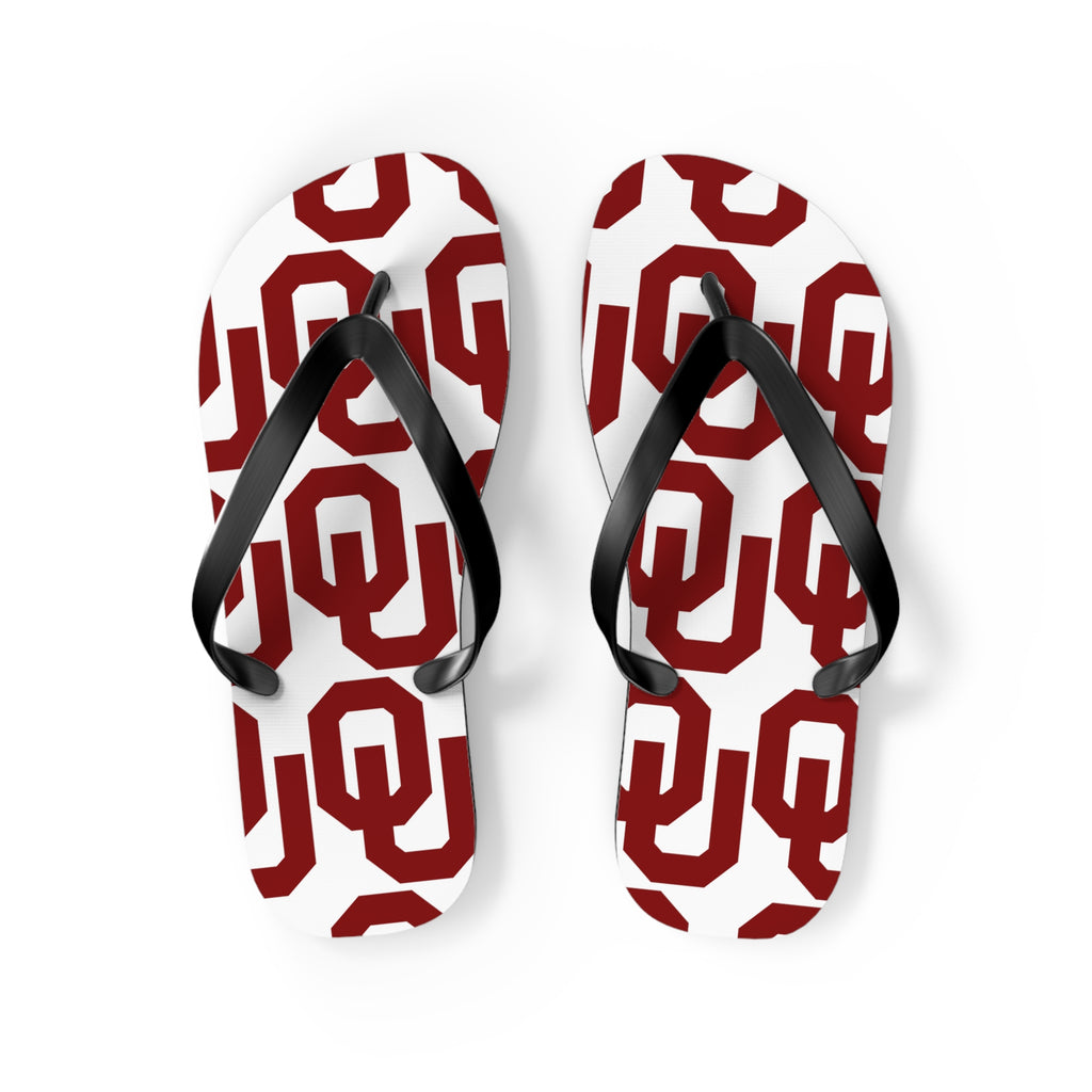 OU Crimson Logo Flip Flops — College Pride Beach Sandals