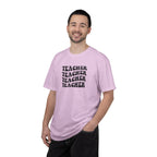 Teacher Repeat Graphic T-Shirt — Retro Stacked "Teacher" Tee