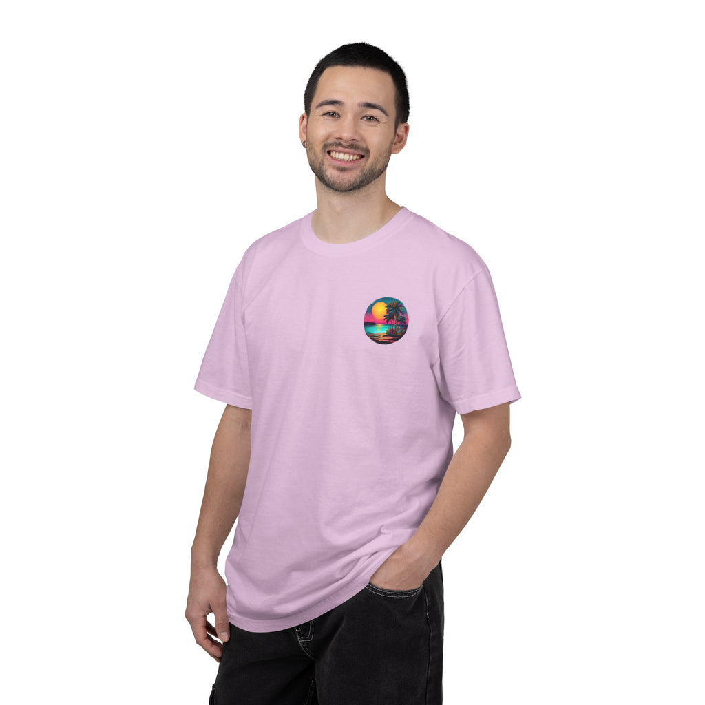 Sunset Sand T-Shirt — Palm Tree Beach Graphic Tee