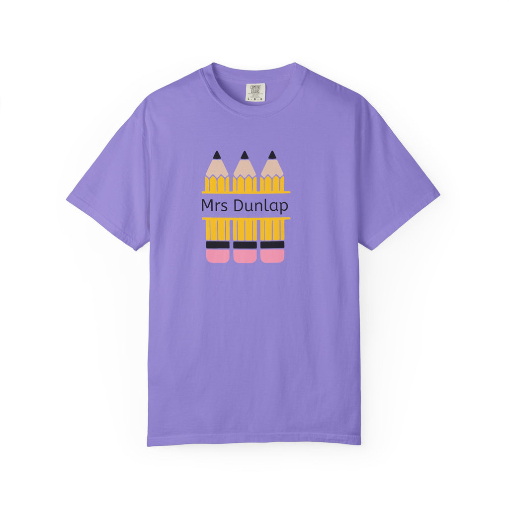 Personalized Teacher T-Shirt – 'Mrs Dunlap' Pencil Design