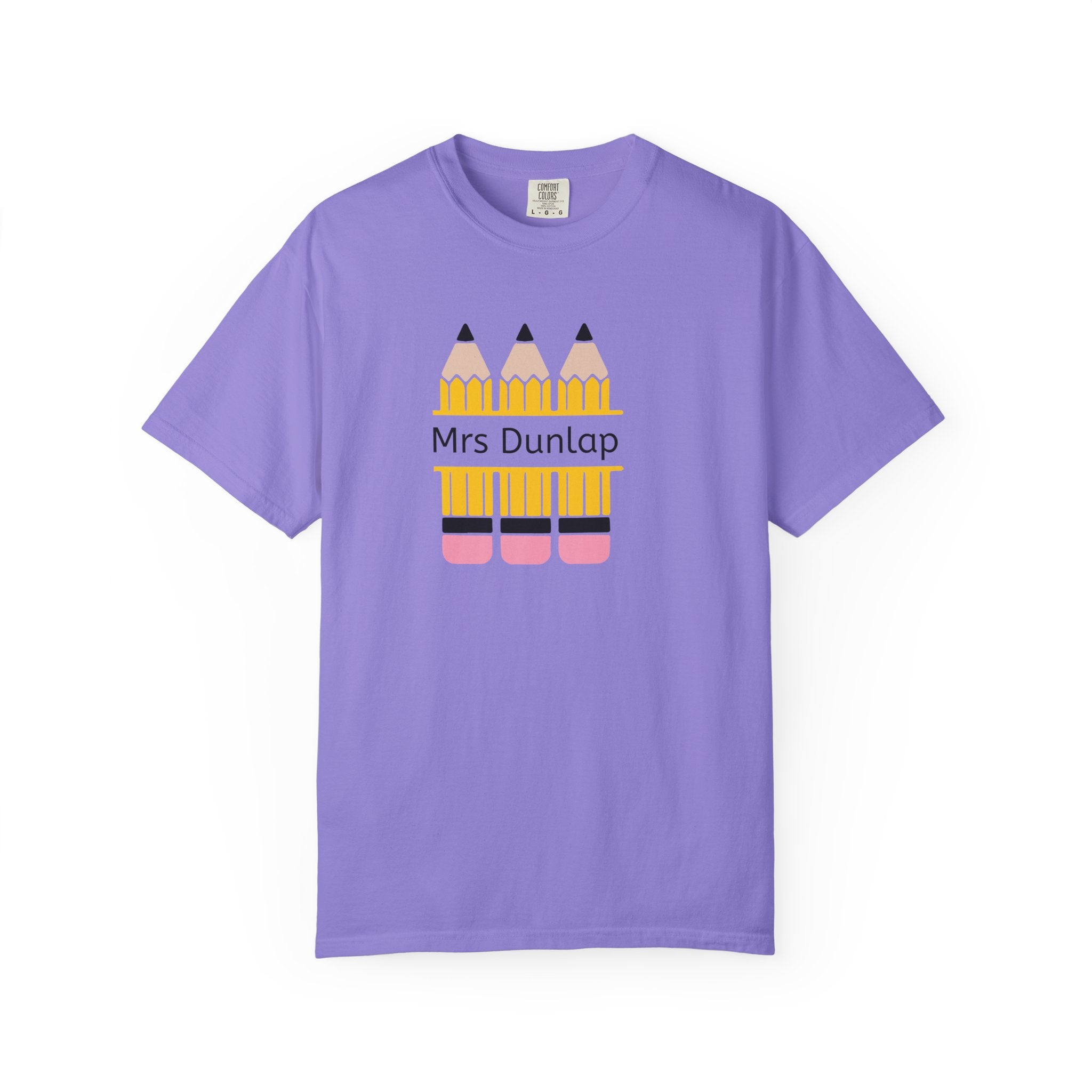 Personalized Teacher T-Shirt – 'Mrs Dunlap' Pencil Design