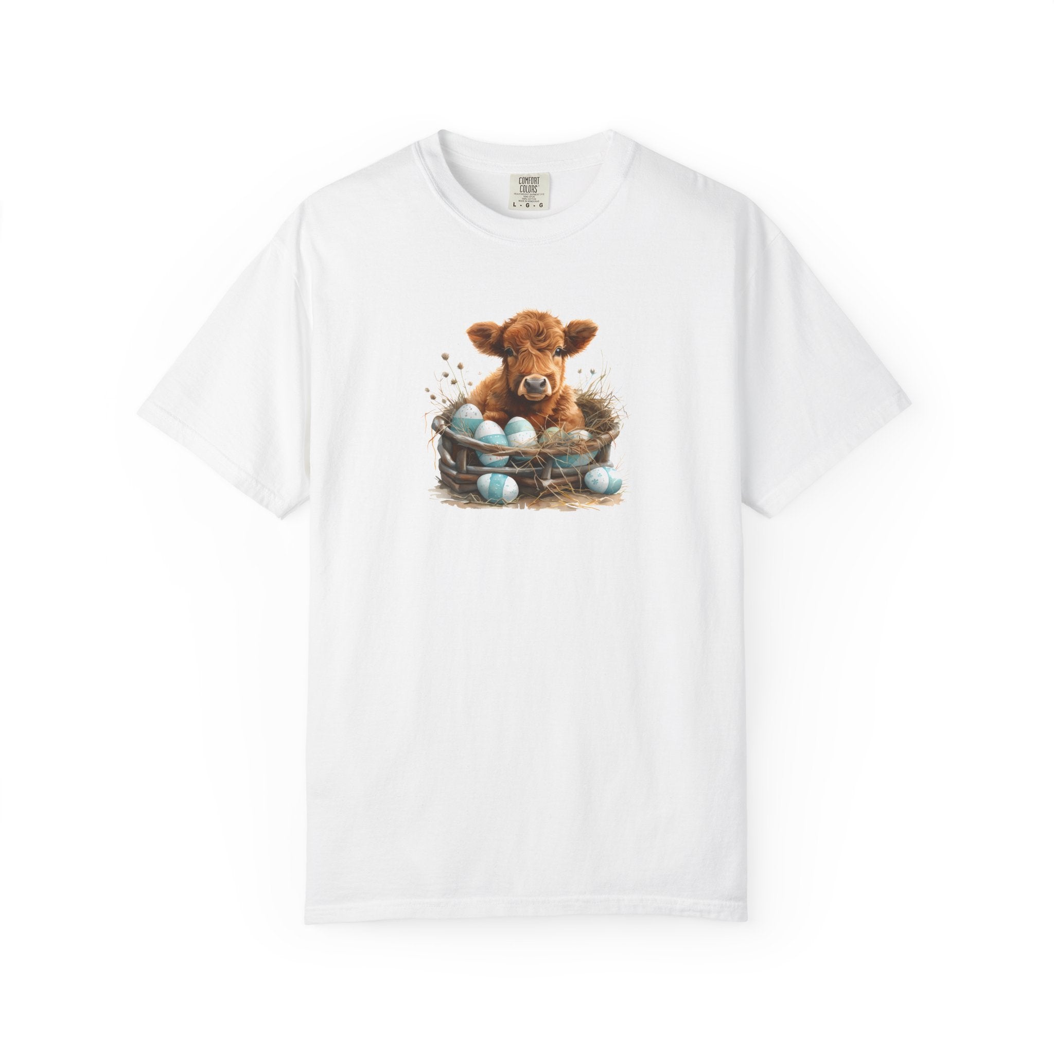 Easter Highland Cow Calf in Basket T-Shirt