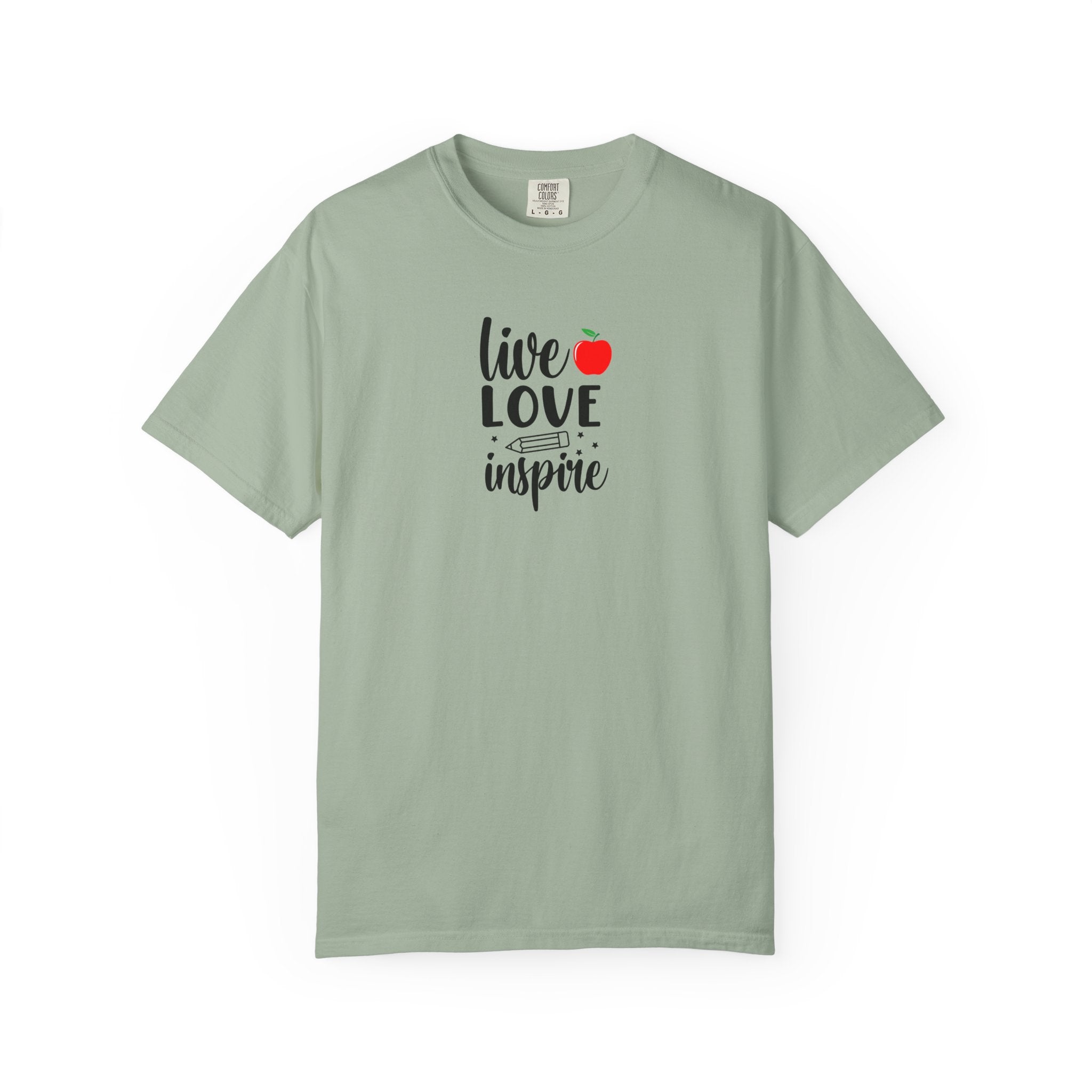Live Love Inspire T-Shirt — Teacher Appreciation Apple Graphic Tee