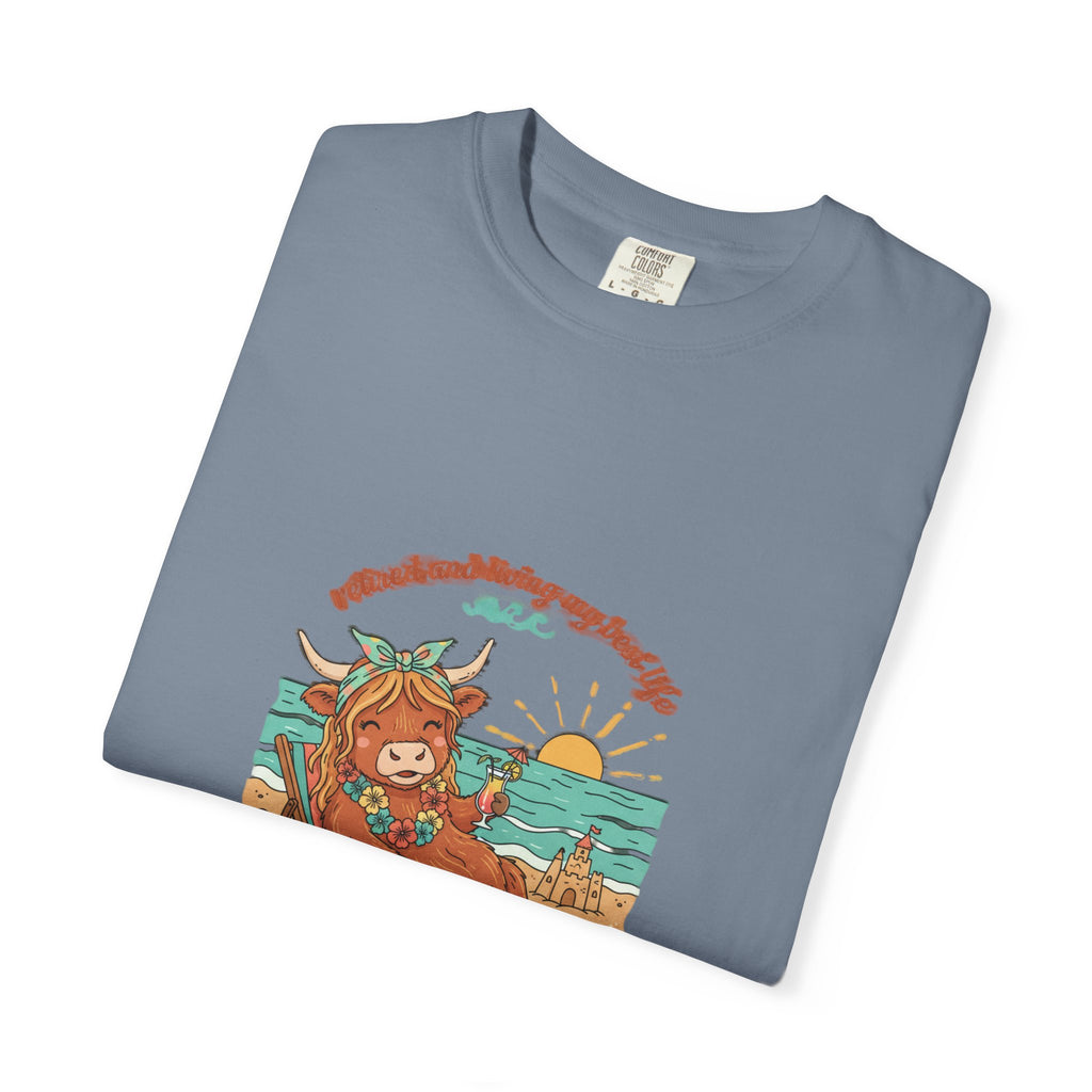 Retired Highland Cow at the Beach T-shirt