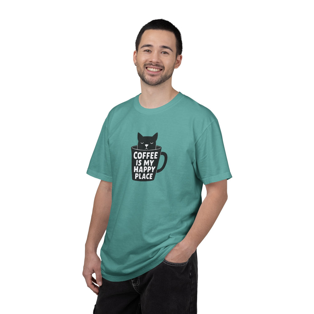 Coffee Is My Happy Place T-Shirt — Cat & Coffee Graphic Tee