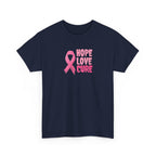 Breast Cancer Awareness Tee — Pink Ribbon "Hope Love Cure"