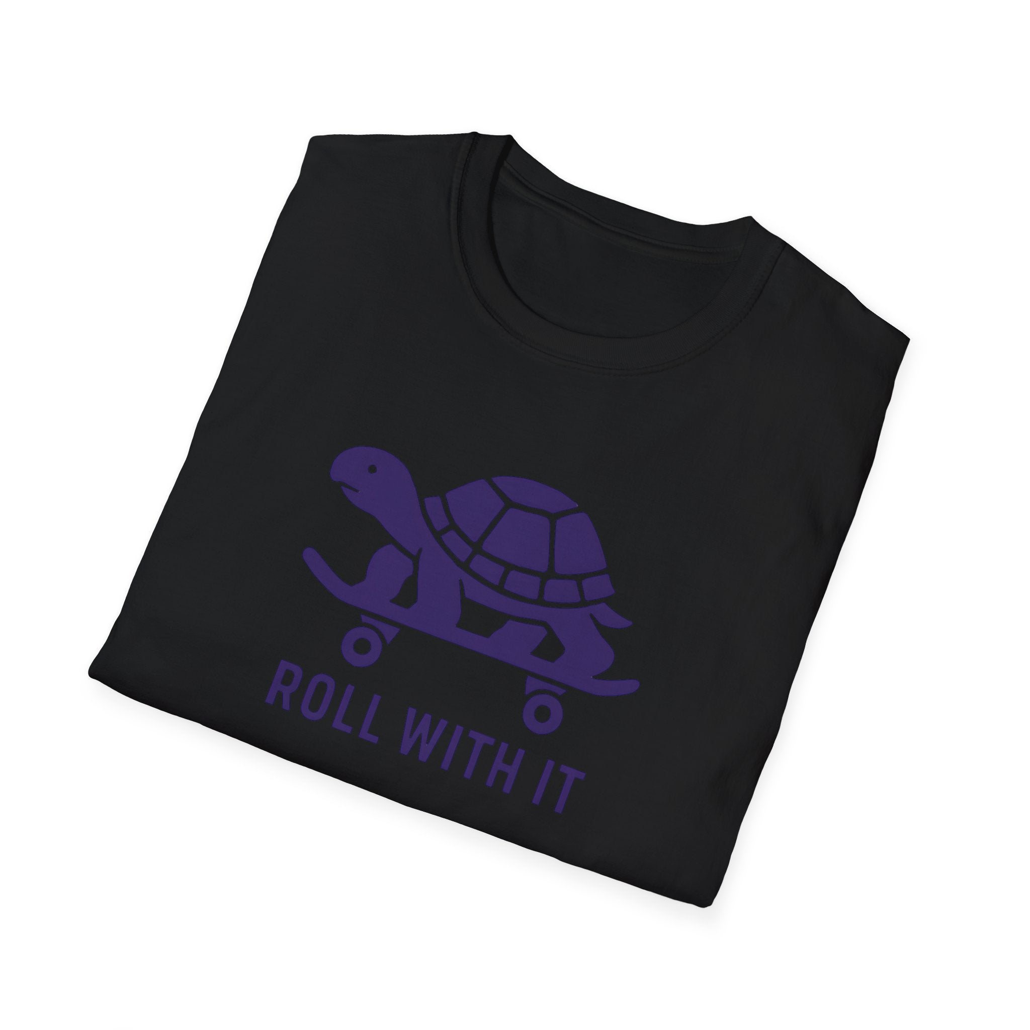 T-Shirt — "Roll With It" Turtle Skateboard Graphic Tee
