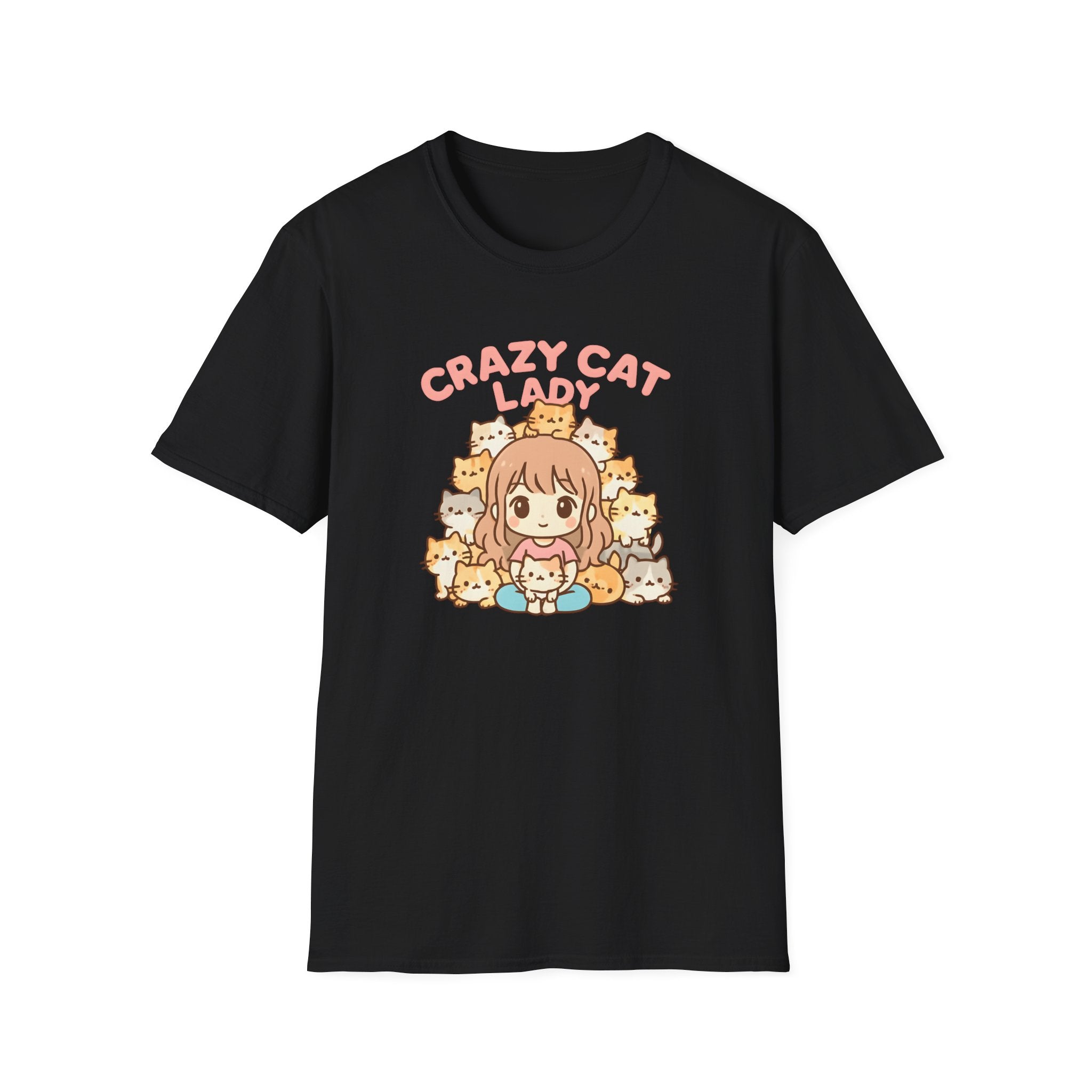Crazy Cat Lady T-Shirt — Cute Anime Cat Mom Graphic Tee