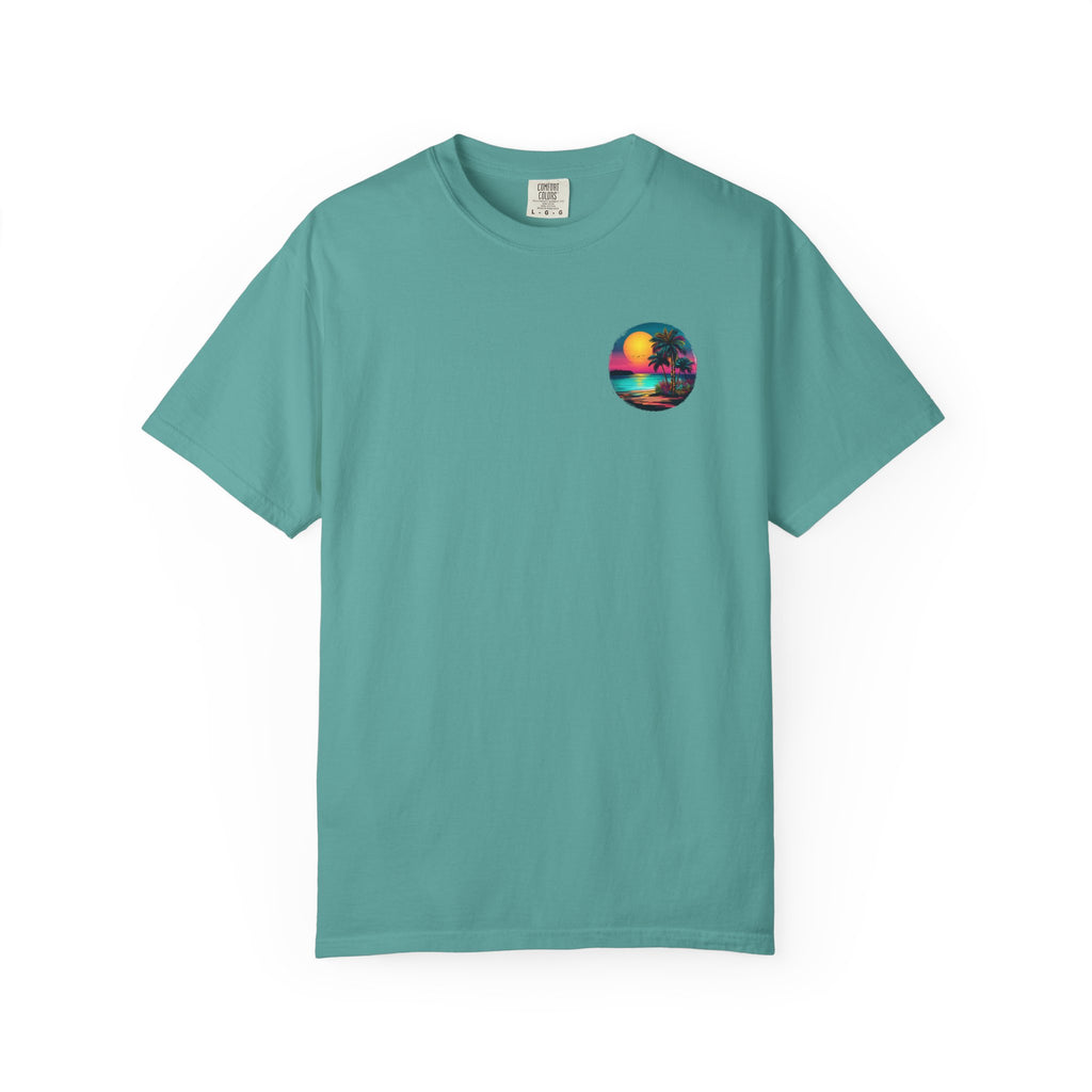 Sunset Sand T-Shirt — Palm Tree Beach Graphic Tee