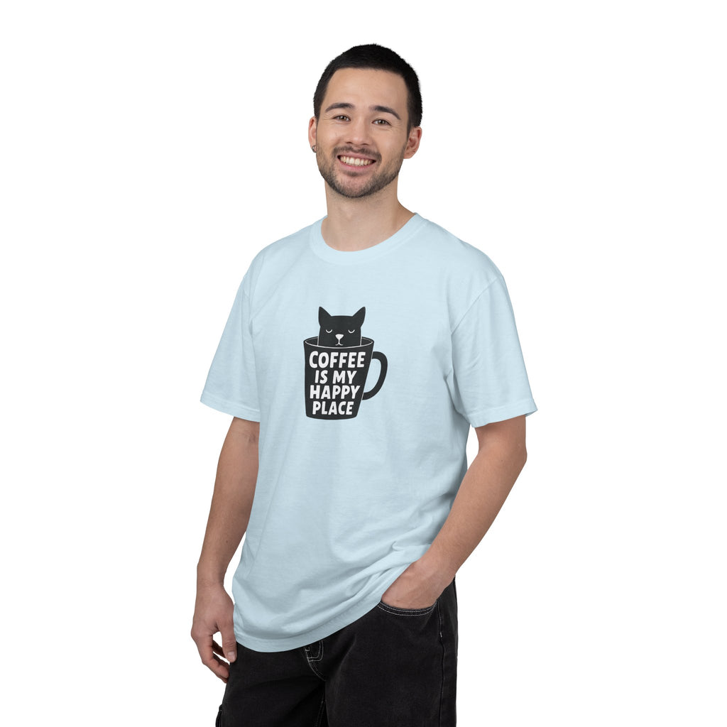 Coffee Is My Happy Place T-Shirt — Cat & Coffee Graphic Tee