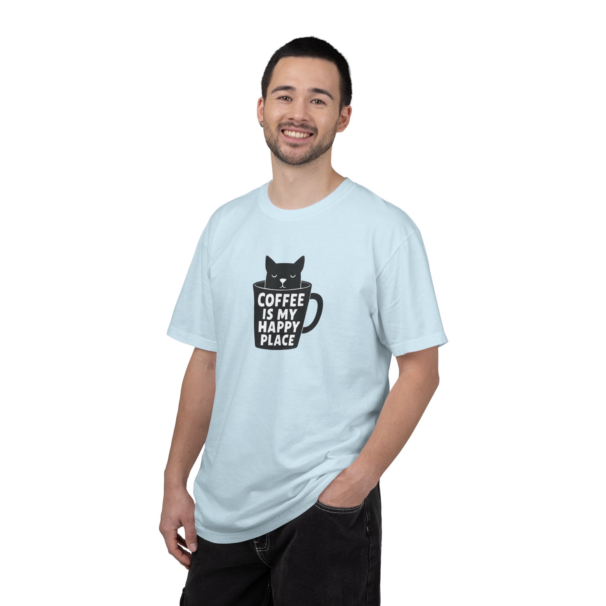 Coffee Is My Happy Place T-Shirt — Cat & Coffee Graphic Tee