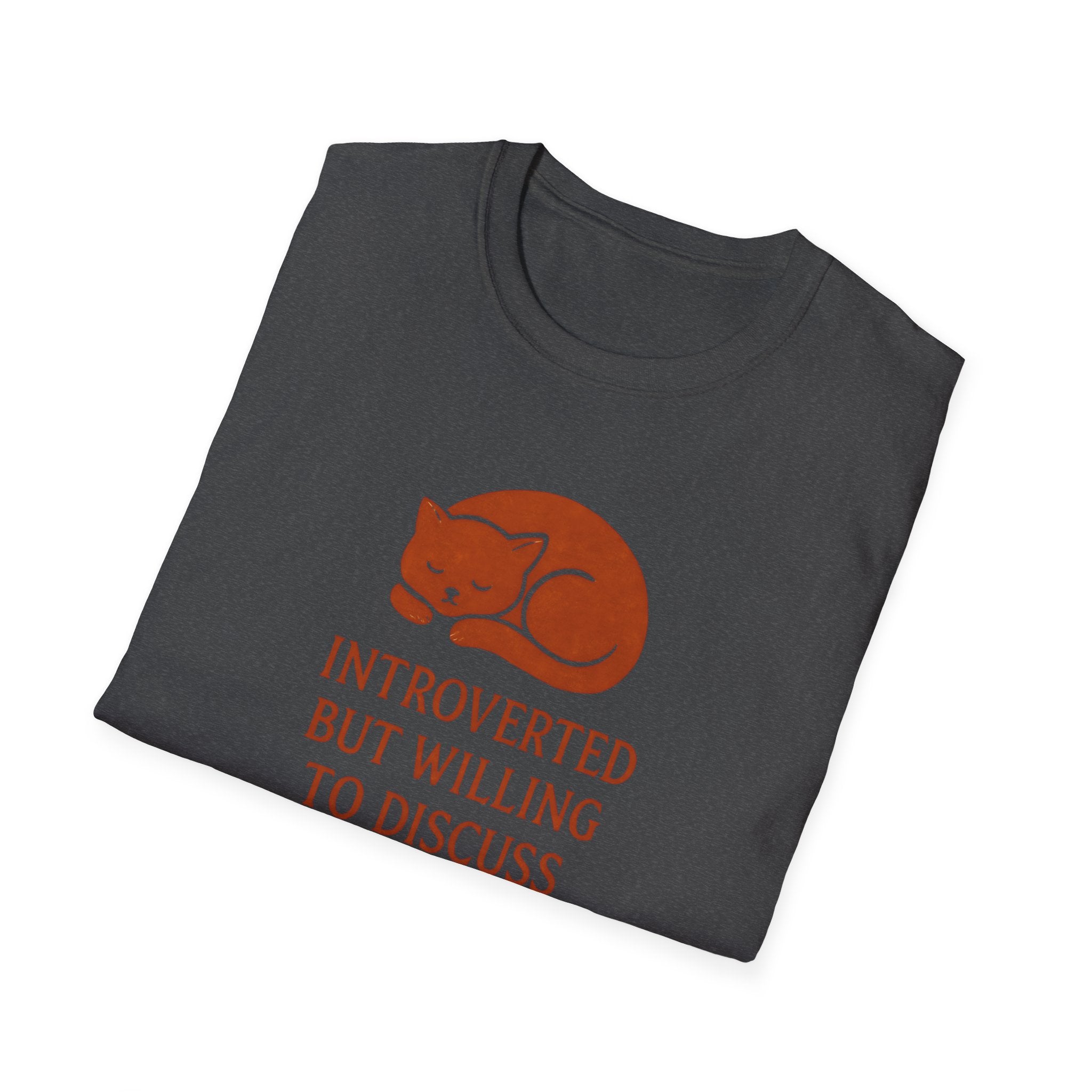 T-Shirt — "Introverted But Willing to Discuss Pets" Cat Graphic Tee