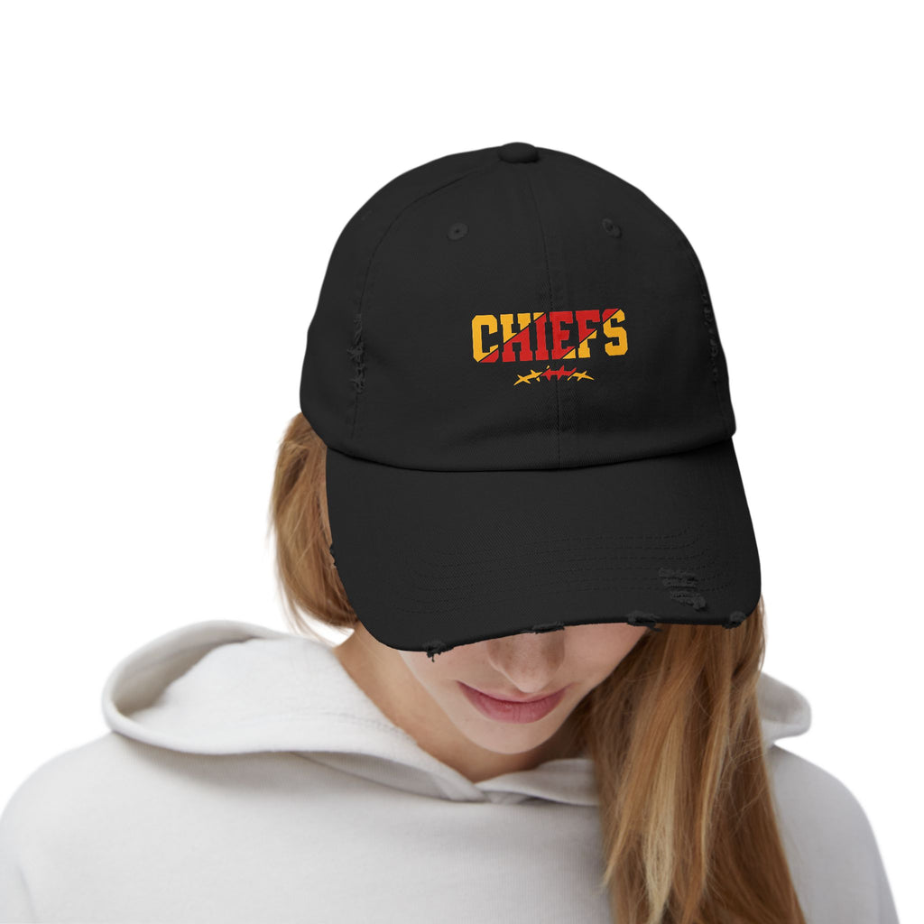 Distressed Chiefs Baseball Cap — Vintage Football Fan Hat