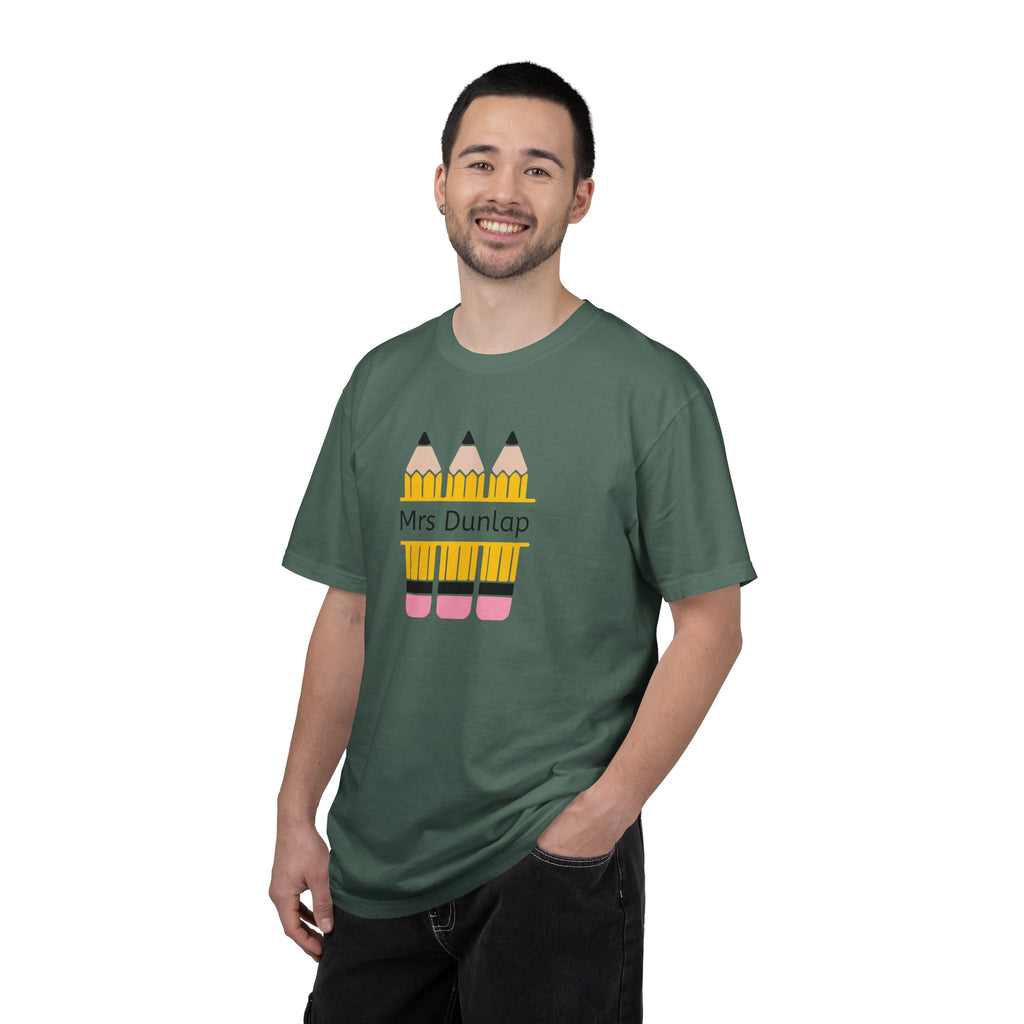 Personalized Teacher T-Shirt – 'Mrs Dunlap' Pencil Design