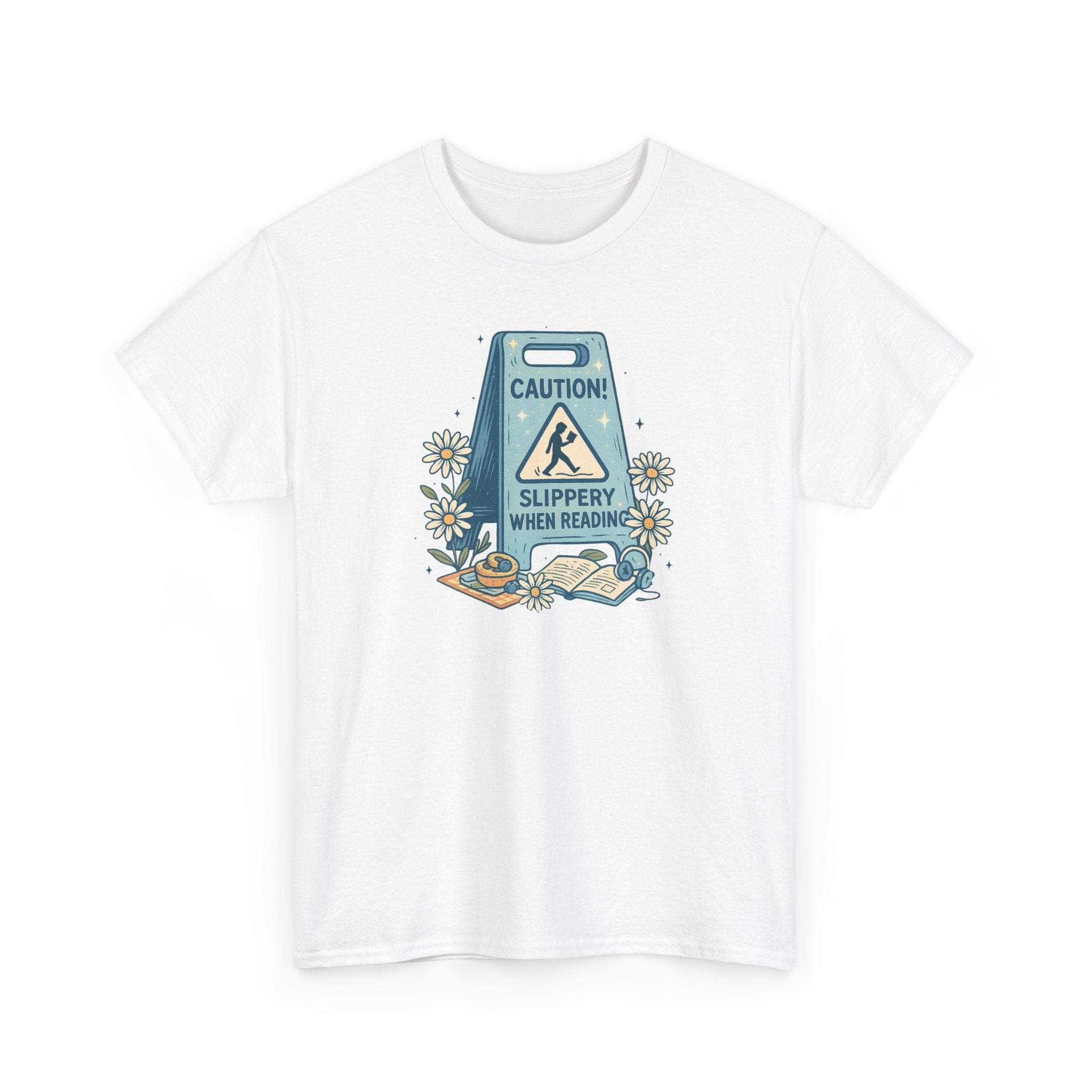 Caution: Slippery When Reading Graphic Tee — Book Lover T‑Shirt