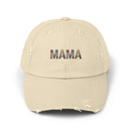 MAMA Distressed Baseball Cap — Floral Patch Mom Hat