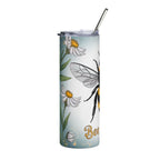 Bee Happy 20oz Stainless Steel Tumbler — Insulated Bumblebee Floral Travel Cup