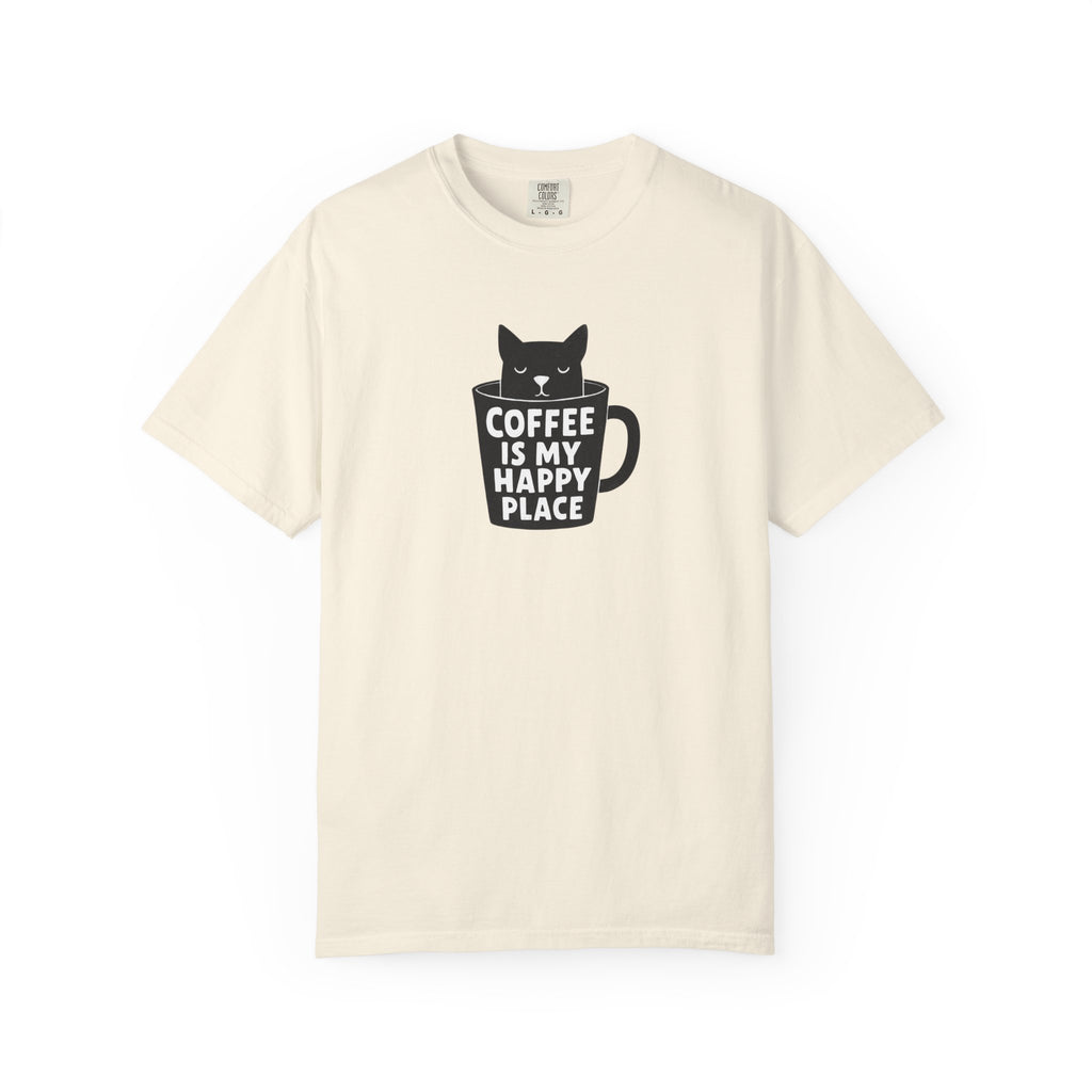 Coffee Is My Happy Place T-Shirt — Cat & Coffee Graphic Tee