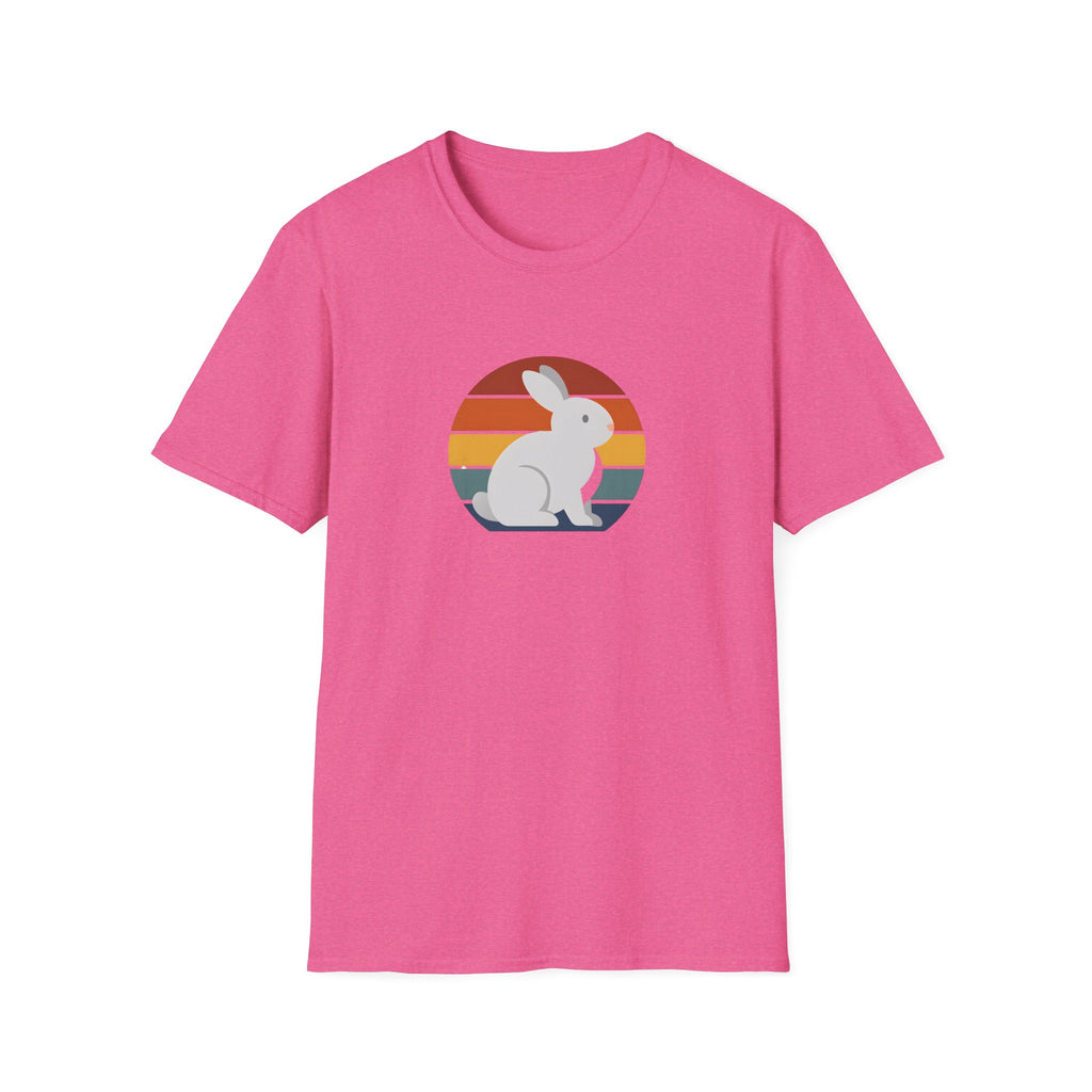 Retro Sunset Bunny T-Shirt — Cute Rabbit Vintage Stripe Tee