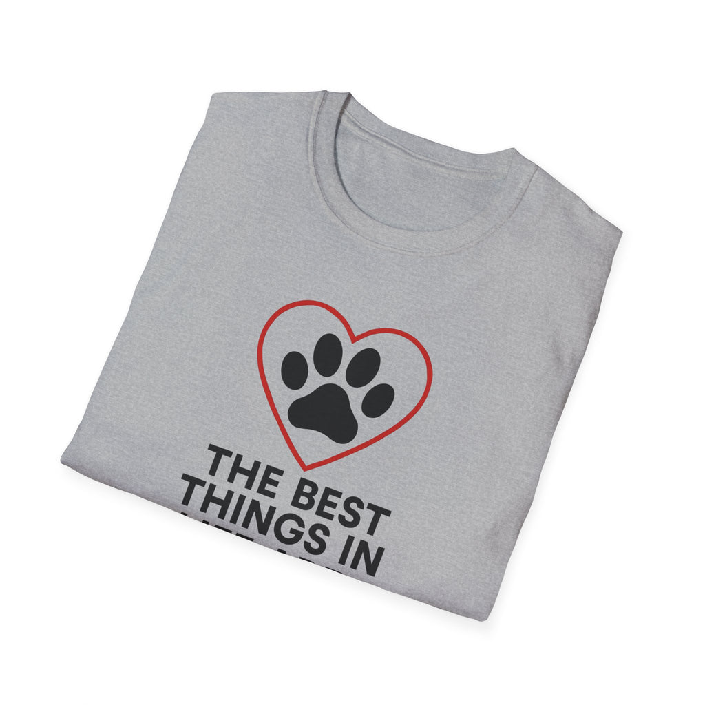 Dog Lover T-Shirt — “The Best Things in Life Are Furry” Paw Heart Tee