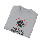 Dog Lover T-Shirt — “The Best Things in Life Are Furry” Paw Heart Tee