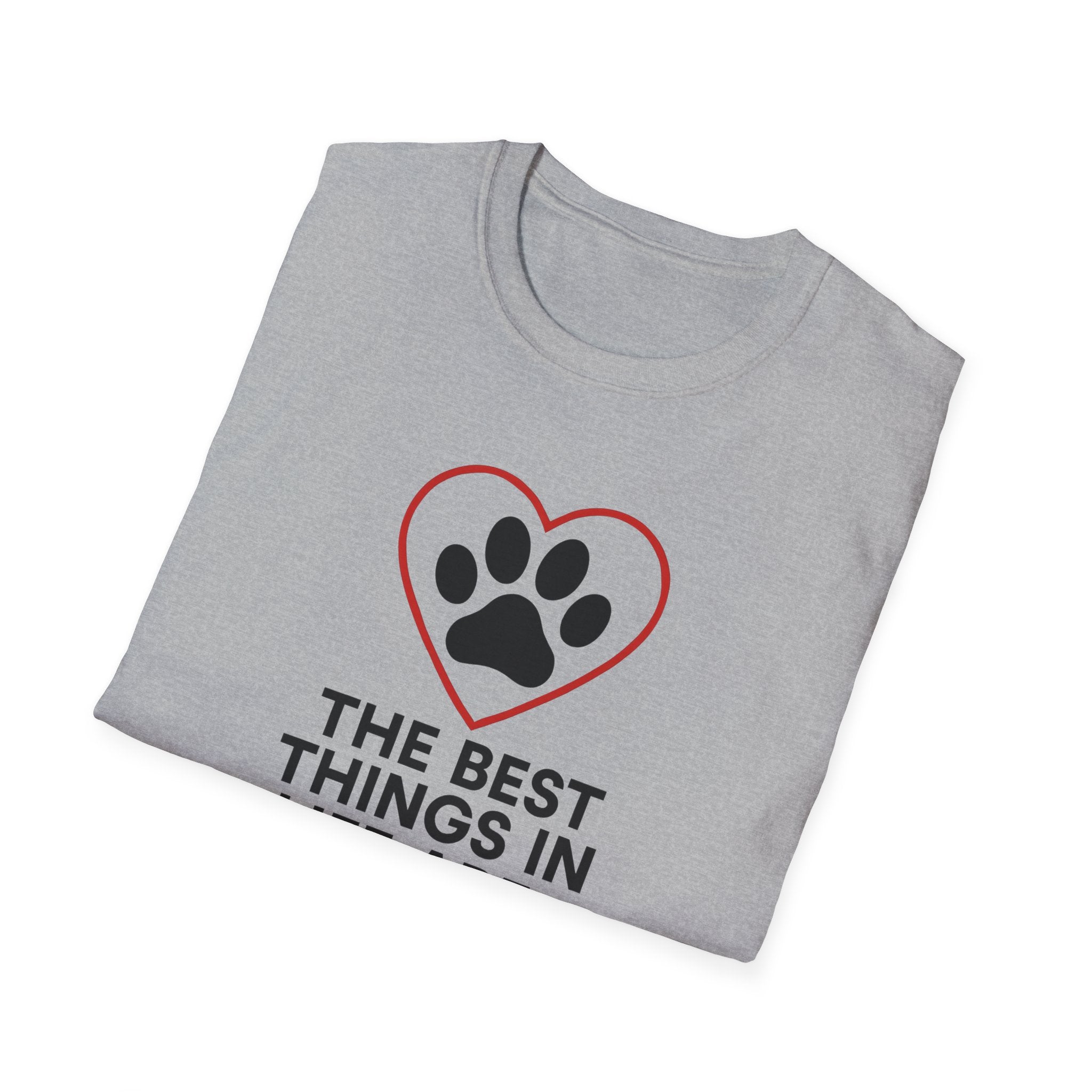 Dog Lover T-Shirt — “The Best Things in Life Are Furry” Paw Heart Tee