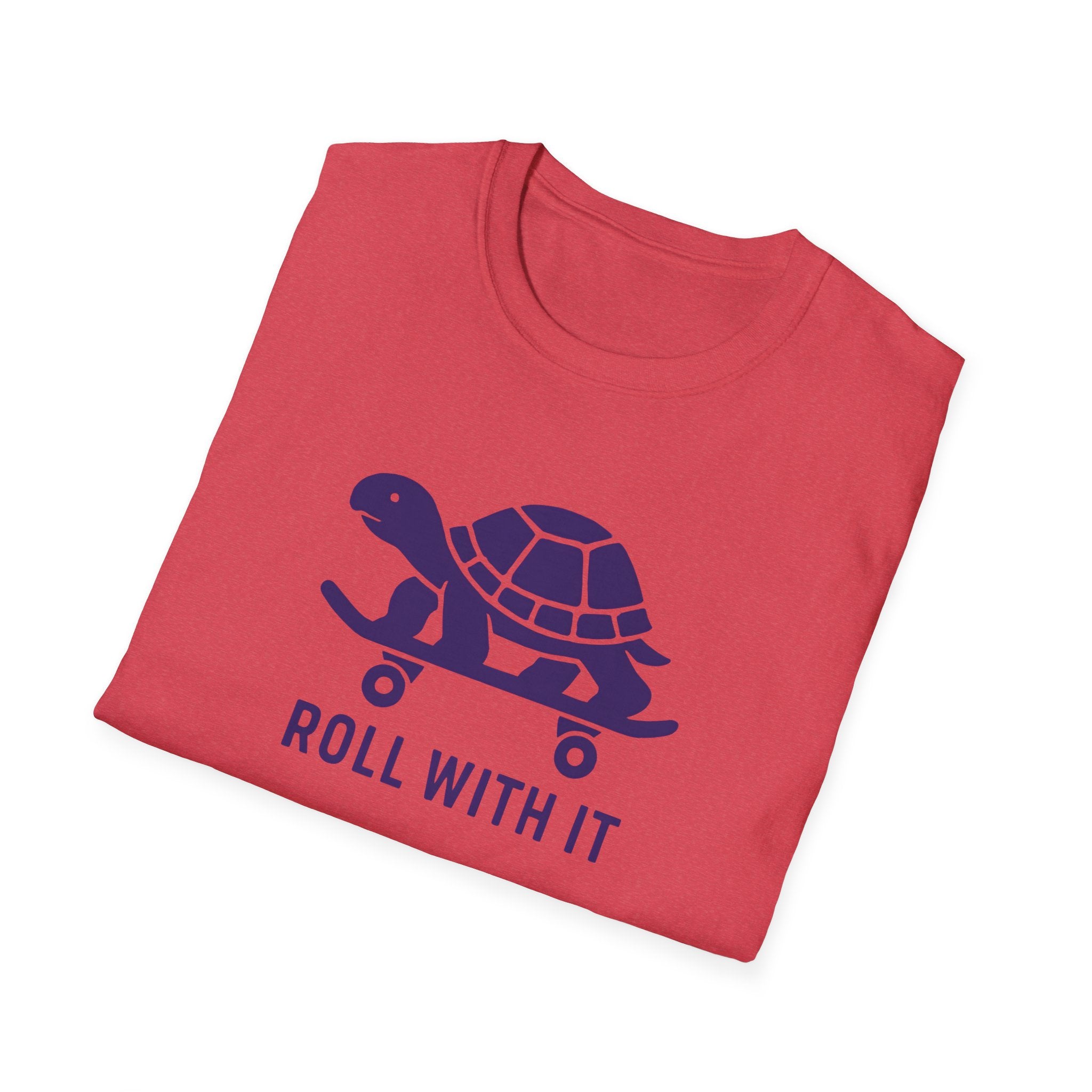 T-Shirt — "Roll With It" Turtle Skateboard Graphic Tee