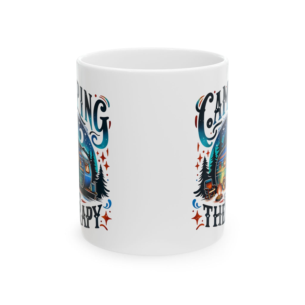 Camping Mug – 'Camp More, Worry Less' Ceramic Coffee Mug (11oz & 15oz)