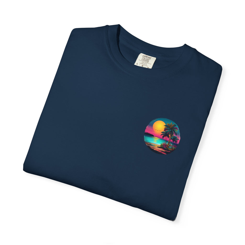 Sunset Sand T-Shirt — Palm Tree Beach Graphic Tee