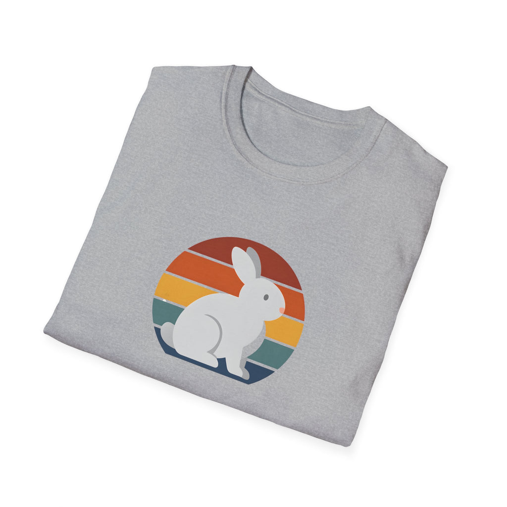 Retro Sunset Bunny T-Shirt — Cute Rabbit Vintage Stripe Tee
