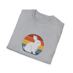 Retro Sunset Bunny T-Shirt — Cute Rabbit Vintage Stripe Tee