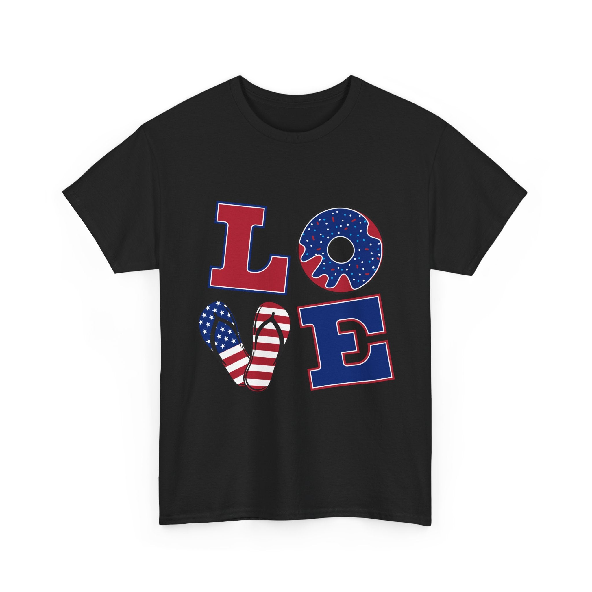 Patriotic LOVE Tee - USA Flag Donut Graphic