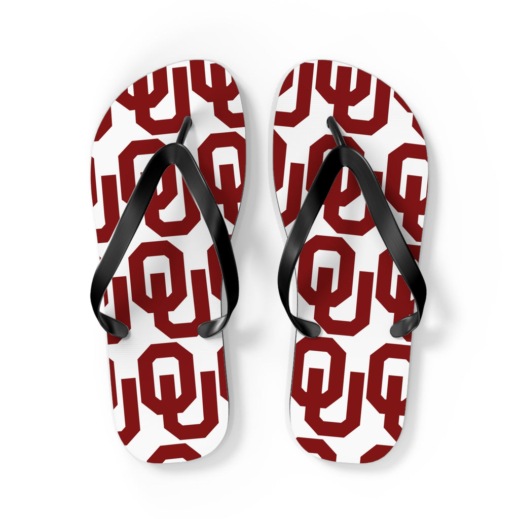 OU Crimson Logo Flip Flops — College Pride Beach Sandals