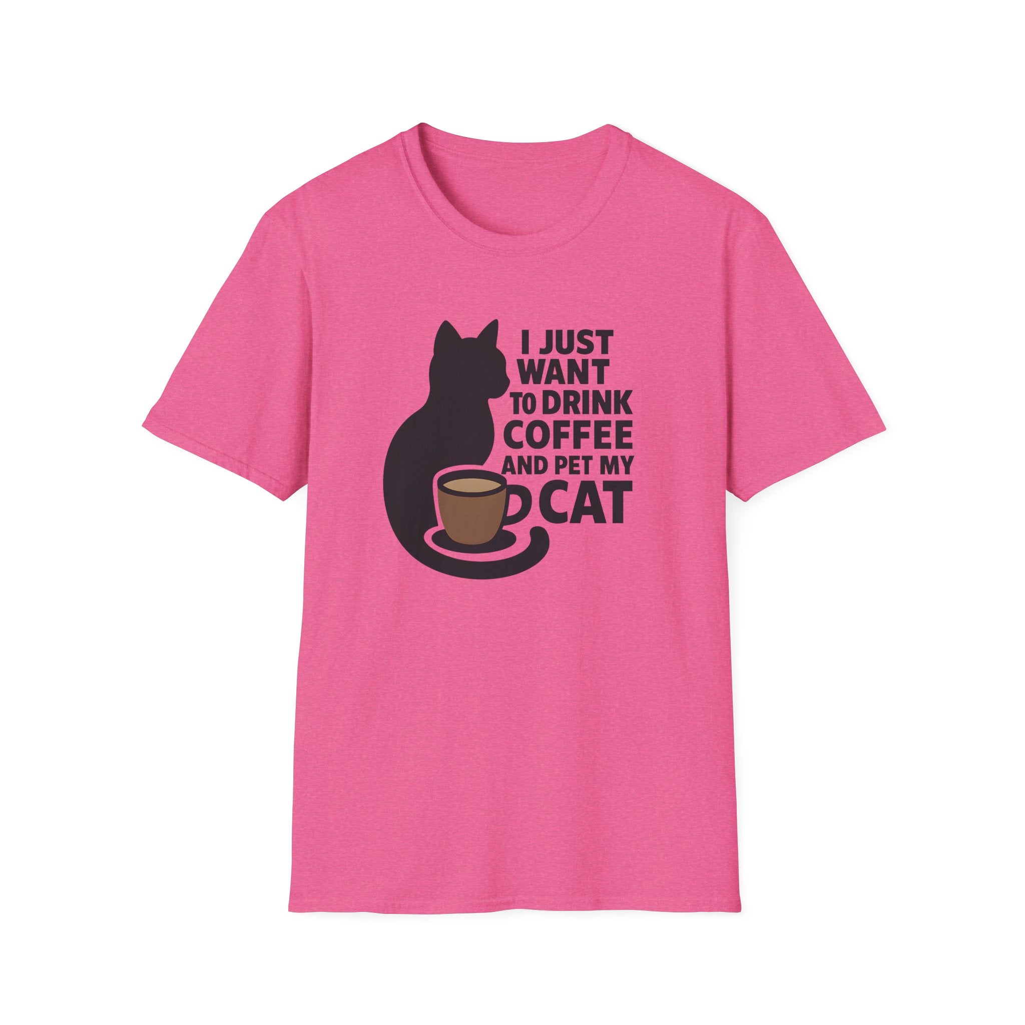 Cat & Coffee T-Shirt — "I Just Want to Drink Coffee and Pet My Cat" Graphic Tee