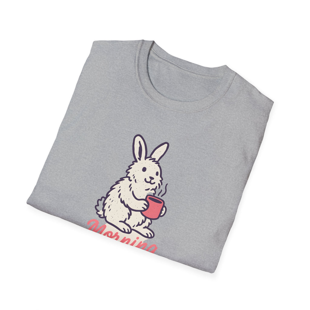 Morning Hopper Bunny T-Shirt — Cute Coffee Rabbit Tee