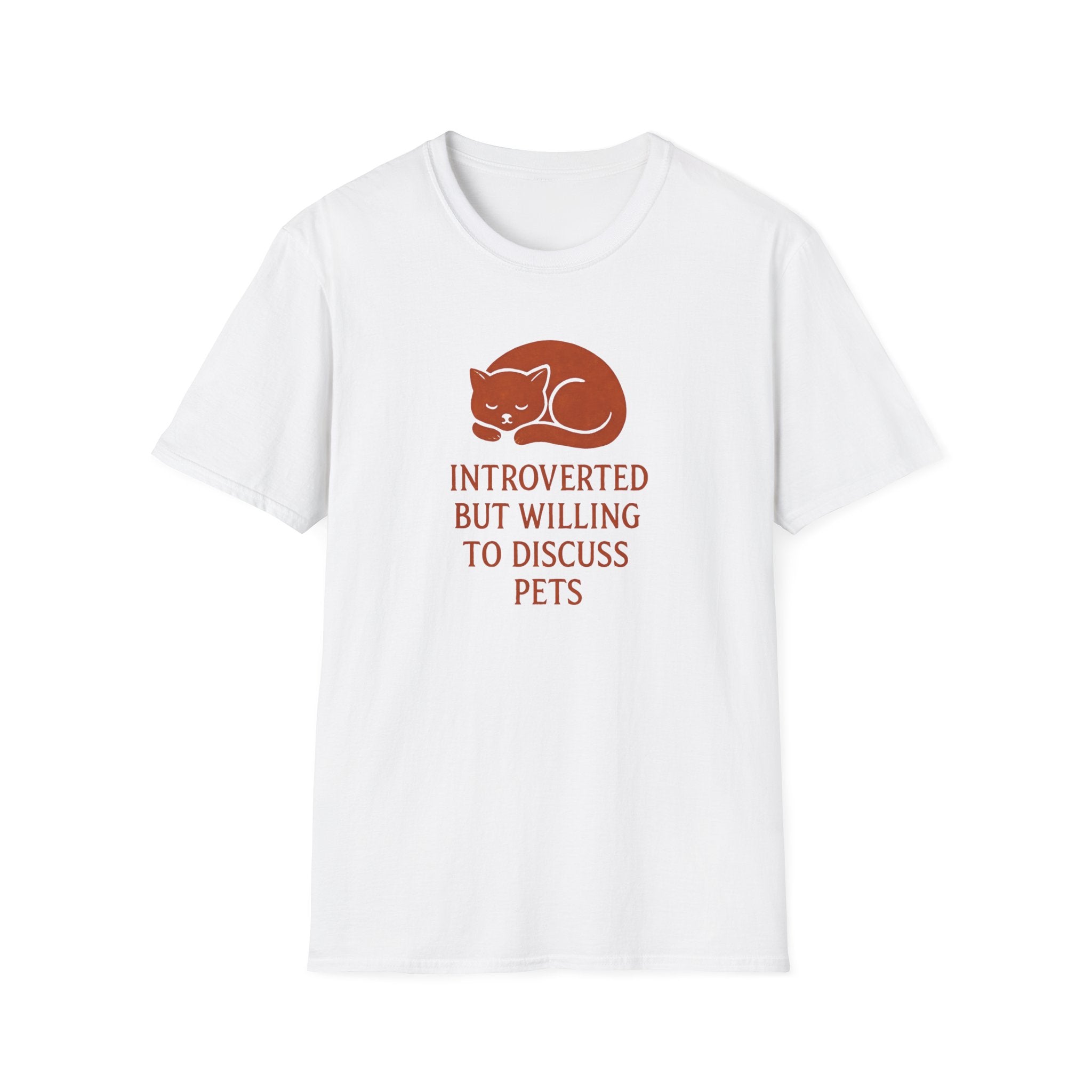 T-Shirt — "Introverted But Willing to Discuss Pets" Cat Graphic Tee