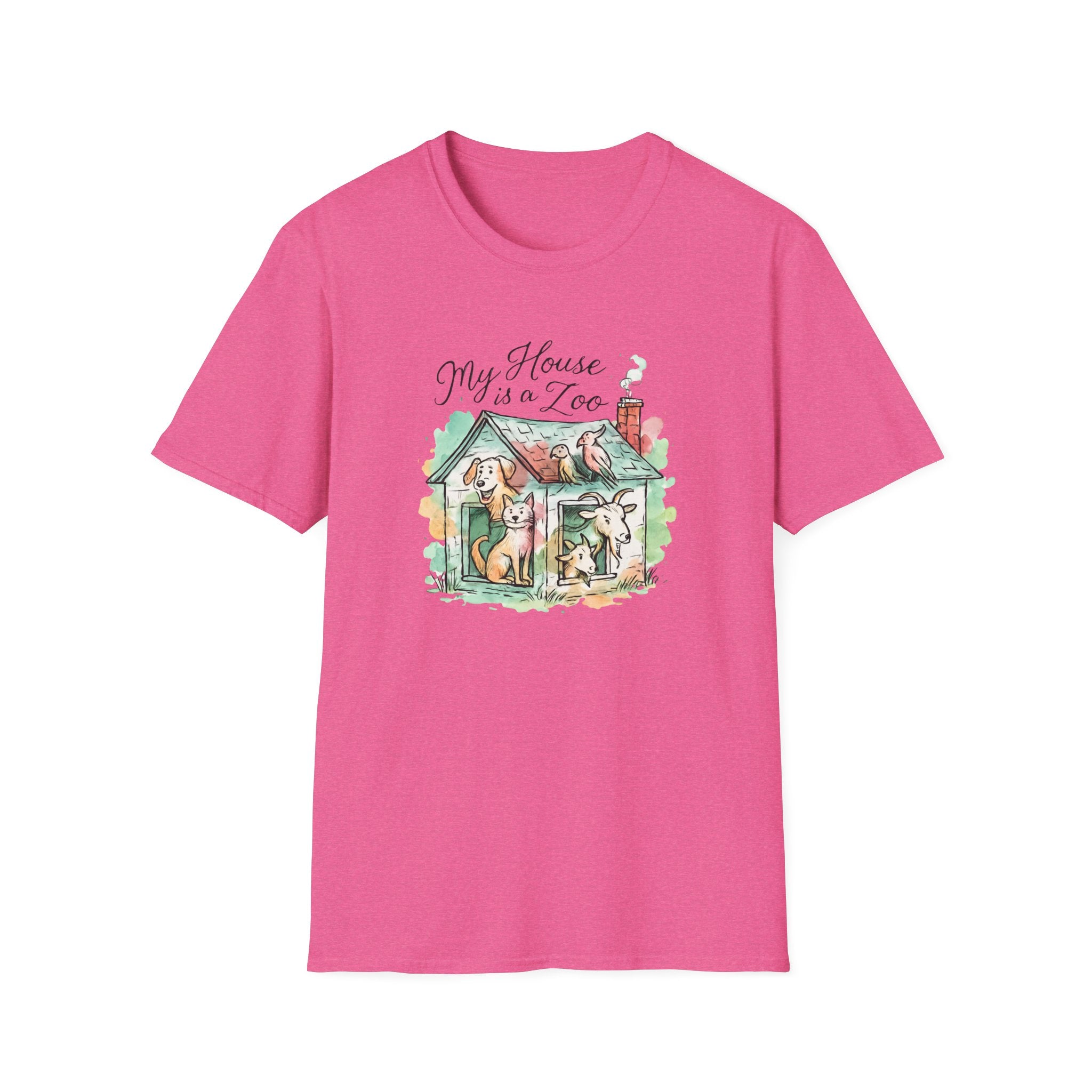 Dog House Watercolor T-Shirt — "My House is a Zoo" Cute Pet Lover Tee