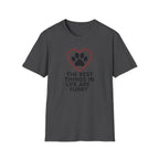 Dog Lover T-Shirt — “The Best Things in Life Are Furry” Paw Heart Tee